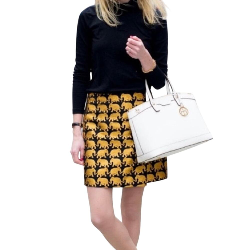 J.Crew Women’s 2 Mini Skirt Elephant Parade Origami Black Gold